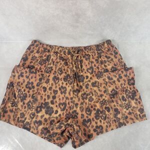 Free People Pajama Shorts Women M Animal Print Early Morning Sleep Natural Combo